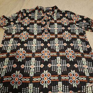 SHEER Black Top with Fluorescent print